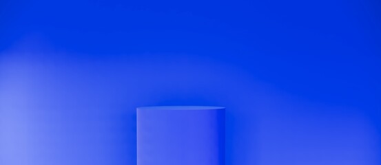 Blue podium on a blue background. Background for fashion and product presentations.
