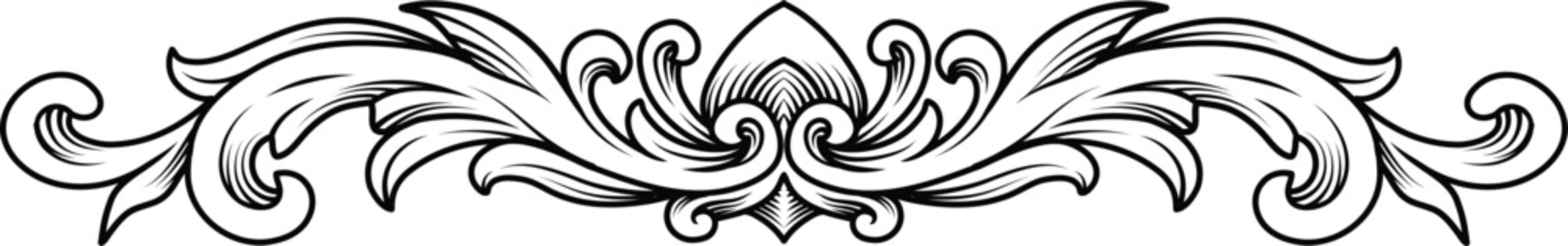 Luxury Frame Ornament Vintage Baroque Victorian border Wedding Decoration. Engraved decorative design. Black and white filigree calligraphic vector