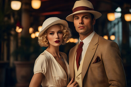 Models Posing in Retro Clothing from the Roaring Twenties