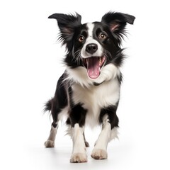 Happy dog in white background, AI generated Image