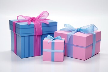 Fototapeta premium blue and pink gift boxes of the same size and shape