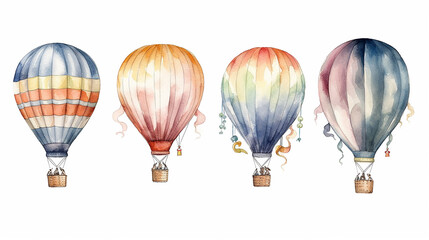 Obraz premium collection of balloons watercolor on a white background. AI