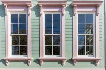 close-up of a georgian sash window in five-bay facade - obrazy, fototapety, plakaty