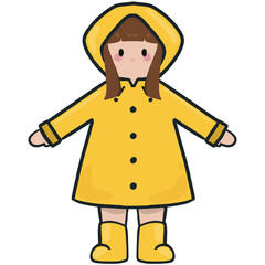 Girl in yellow rain coat