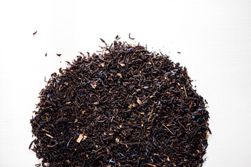 dried tea leaves, tea variety on white background