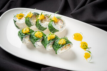 sushi set on the black background