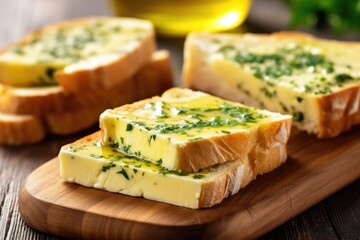 slices of perfectly toasted bread with garlic herb butter