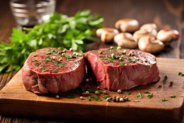 filet mignon with mushrooms and fresh parsley