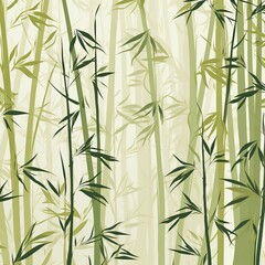 Fototapeta na wymiar Green Bamboo Seamless Pattern