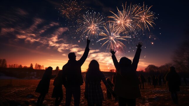 People are watching fireworks, AI generated Image