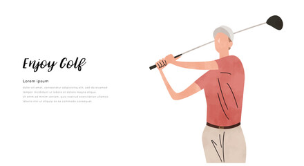 ベクターイラスト素材：ゴルフをする男性
