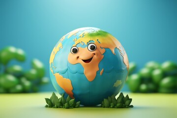 Cheerful globe mascot among trees, capturing the essence of environmental love and earth day celebrations.