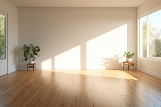 an unoccupied living room adorned with sunlight streaming through a sliding door