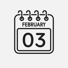 Icon page calendar day - 3 February