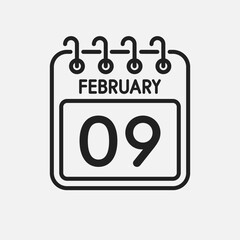 Icon page calendar day - 9 February