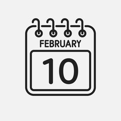 Icon page calendar day - 10 February