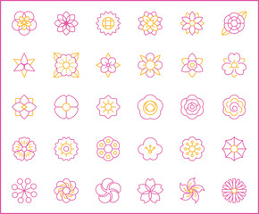 Set of flower and Botanical Icons line style. Included the icons as floral, nature, bouquets, flowers, bloom And Other Elements. customize color, easy resize.
