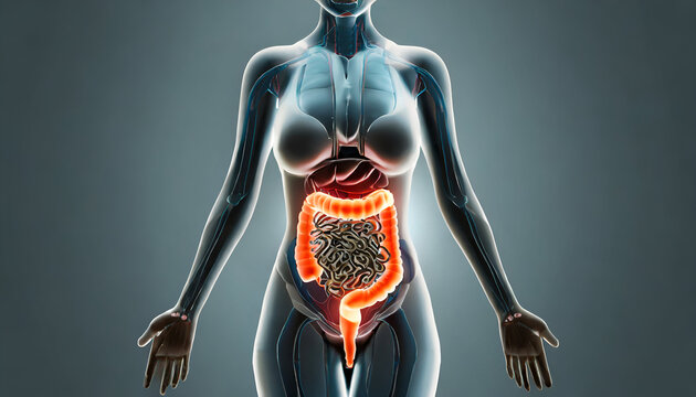 3D Visualization of the Anterior Human Large Intestine Tract in Digestive System