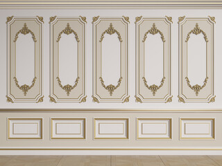 Classic interior wall with mouldings