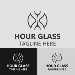 Hourglass logo ancient vintage style object design template flat vector