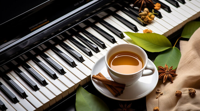 piano and rose HD 8K wallpaper Stock Photographic Image 