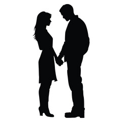 "Silhouette of a Couple on White"