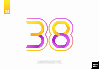 Number 38 logotype with minimalist shapes and lines