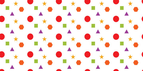 Collection of colorful seamless patterns. Creative geometric shapes background for kids or trendy design with abstract collage shapes. simple and fun doodle wallpaper print