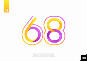 Number 68 logotype with minimalist shapes and lines