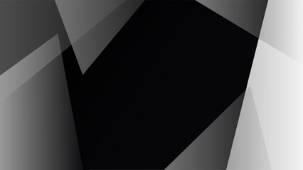 Greyish white geometric shapes fading overlays over black copy space background.