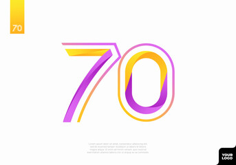 Number 70 logotype with minimalist shapes and lines