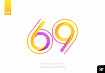Number 69 logotype with minimalist shapes and lines