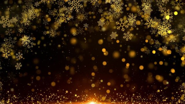 golden snowflake christmas holiday background video