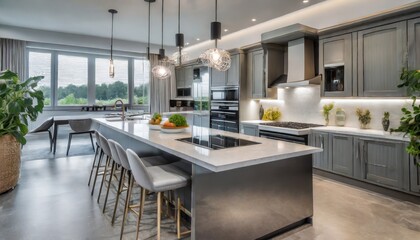 modern kitchen interior with table