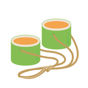 日本の昔のおもちゃ　竹ぽっくりのイラスト素材