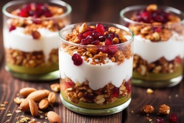 topping parfait with crushed nuts