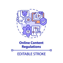 2D editable multicolor online content regulations icon, simple isolated vector, cyber law thin line illustration.