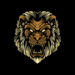 lion head with dark background artwork illustration