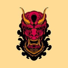 red devil face artwork illustration