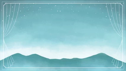 Gardinen 星空と山にカーテンのフレーム1 © IKURice