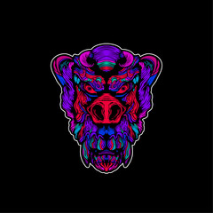 neon color monkey face artwork illustration
