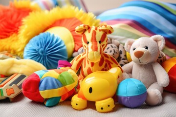 Fototapeta na wymiar texture-rich toys for children with sensory processing disorder