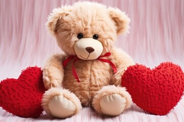 close-up of a teddy bear with stitched heart detailing