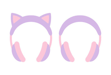 a set of cute cat ear headphones for banners, cards, flyers, social media wallpapers, etc.