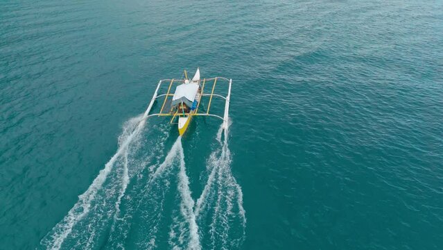 Drone View of Pump Boat in Bay of Ipil, Surigao Del Norte, Philippines