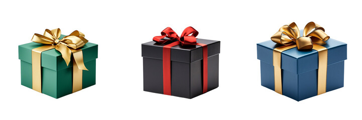 A set of different types of gift boxes Isolated on a transparent 