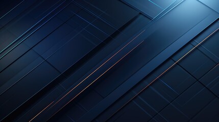 Fototapeta premium Dark blue background with gold shiny line elements for presentation background