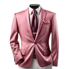 pink tuxedo suit mockup on transparent background ,businessman suit png ,generative ai