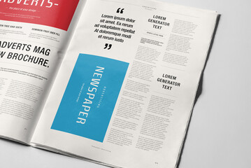 Newspaper Advertising Banner on Magazine, Brochure Mockup 3D Rendering - obrazy, fototapety, plakaty