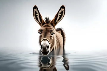 Tuinposter donkey in the water © Muneeb